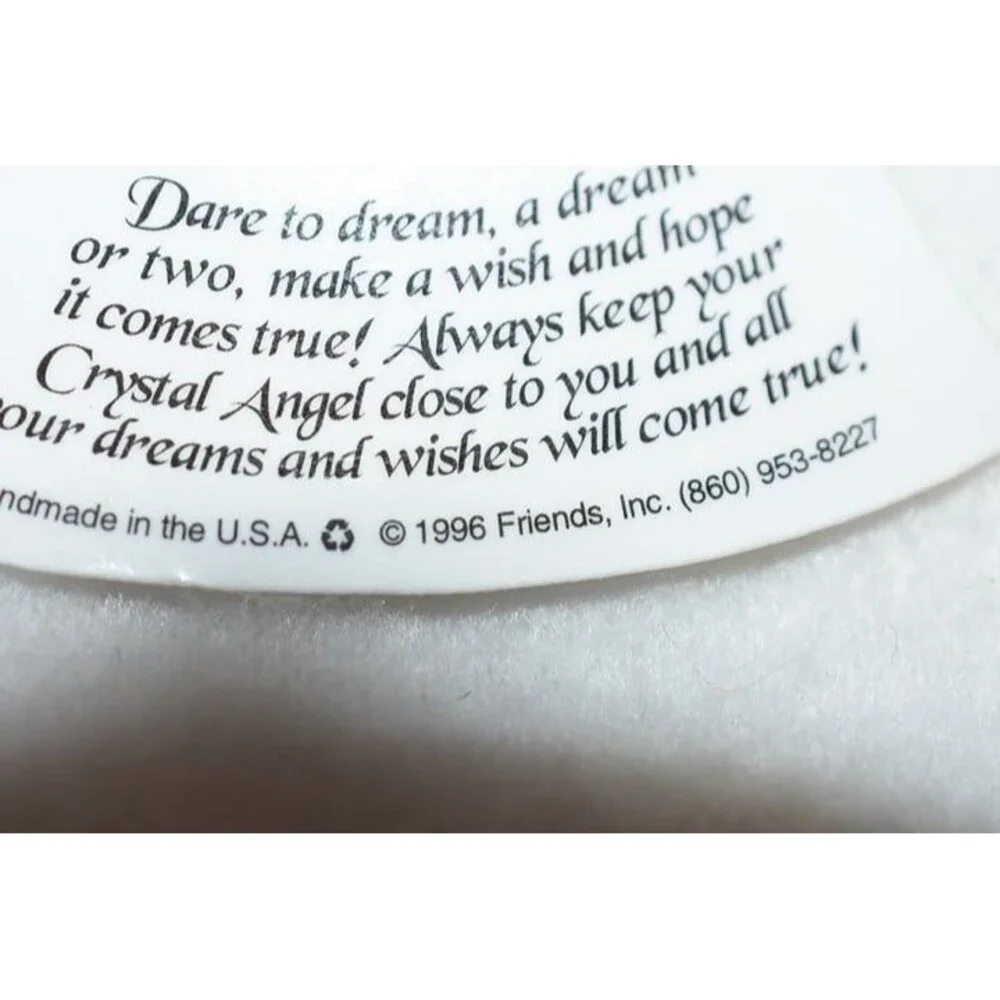NWT Vintage 1996 Dare To Dream Crystal Angel Small Gold Tone Lapel Pin